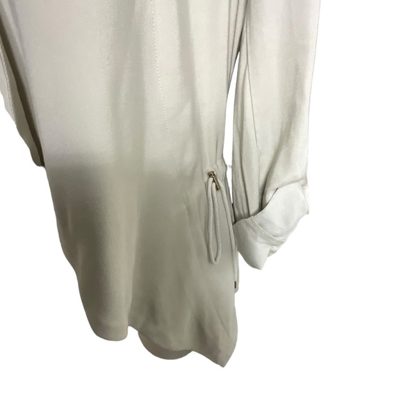 Zara Beige Fluid Oversized Drape Open Front Roll Tab Drawstring Waist Jacket - Picture 4 of 13